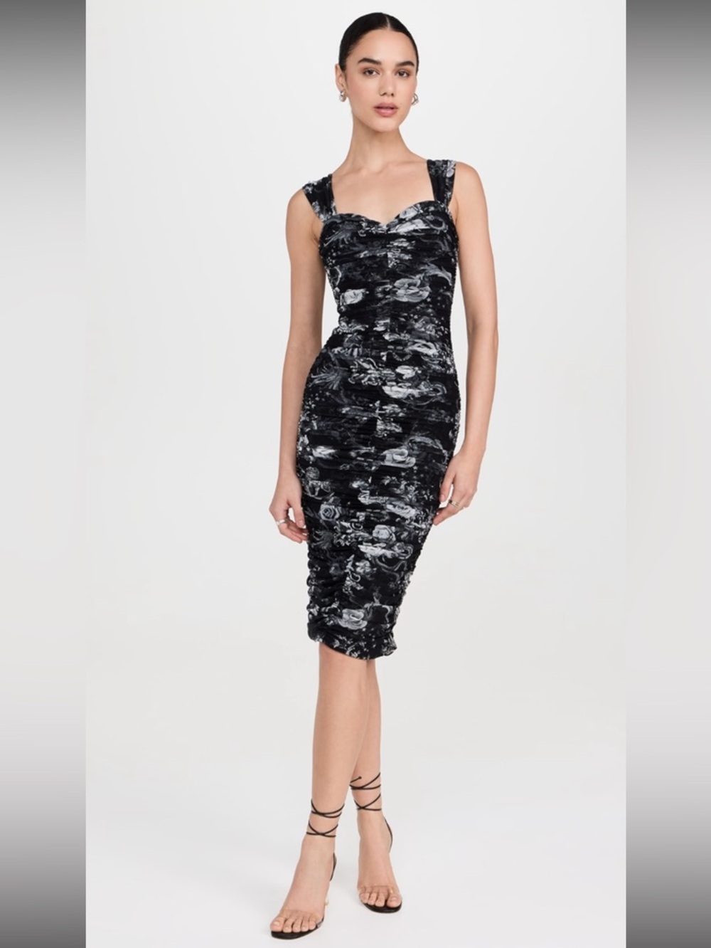 L’AGENCE Winslow Ruched Mesh Midi Dress | Size 4